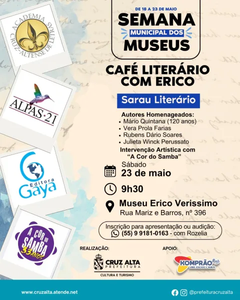 SEMANA DOS MUSEUS> Museu Erico Verissimo recebe Café Literário hoje