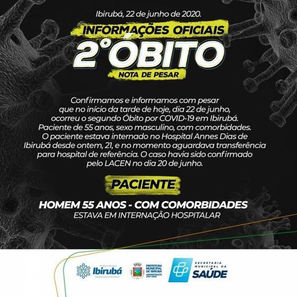 Confirmado segundo óbito por Covid-19 em Ibirubá