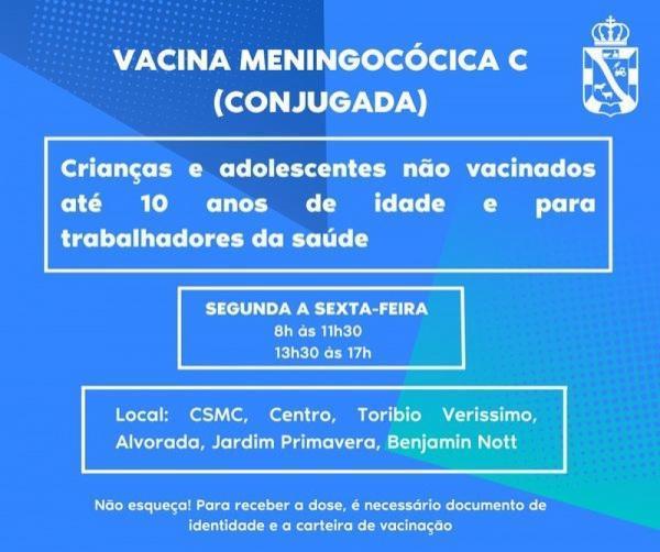 Vacina meningocócica C está disponível para trabalhadores da saúde e crianças