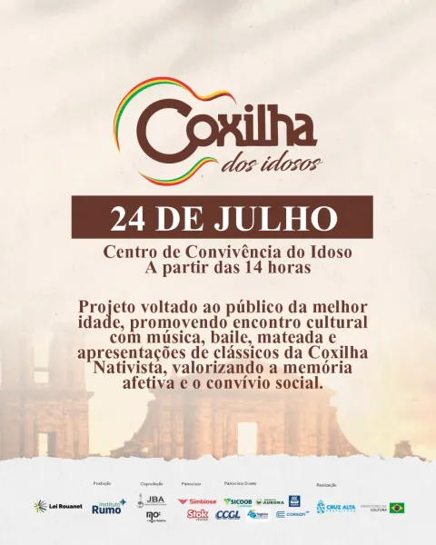 Coxilha dos Idosos será realizada no dia 24 de julho no CCI