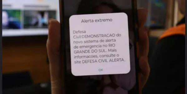 Dez alertas de cell broadcast foram emitidos em 18 horas para áreas com risco