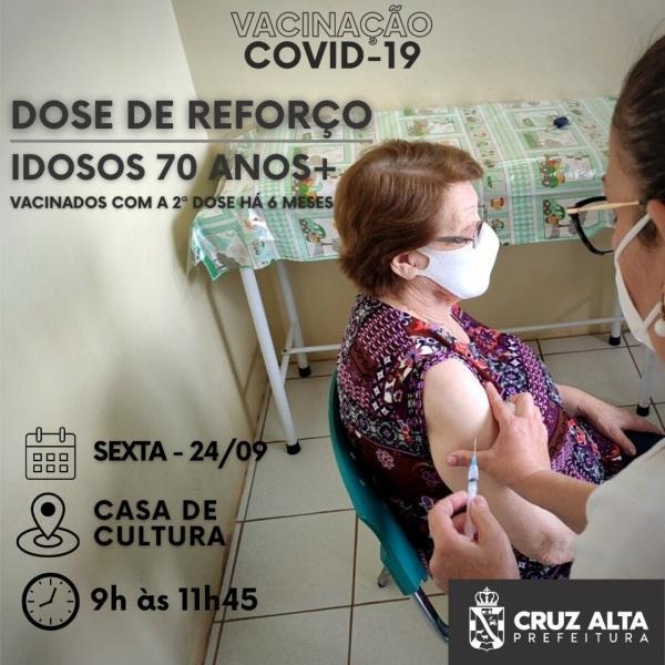 Reforço de vacina contra a Covid-19 será aplicada na sexta-feira