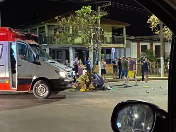 Grave acidente na noite do sábado envolvendo moto e pedestre atropelado 