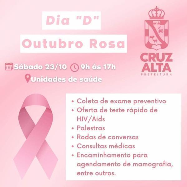  Sábado tem Dia D do Outubro Rosa