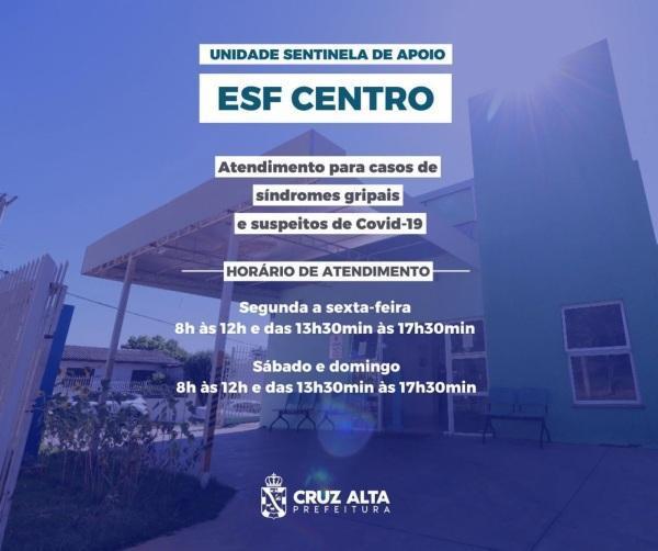 Unidade Sentinela Covid-19(ESF Centro) não atenderá mais na noite