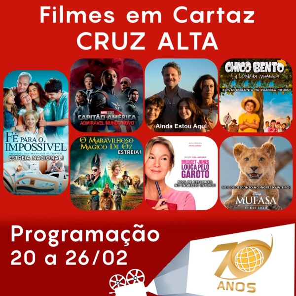 DOMINGO: Confira a programação de filmes  no Cine Globo de Cruz Alta