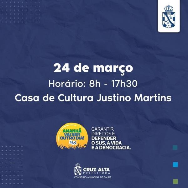 Cruz Alta realiza 9ª Conferência Municipal de Saúde nesta sexta-feira