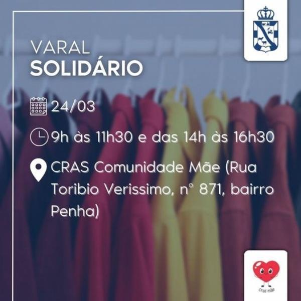 Nesta sexta-feira tem Varal Solidário no CRAS Comunidade Mãe