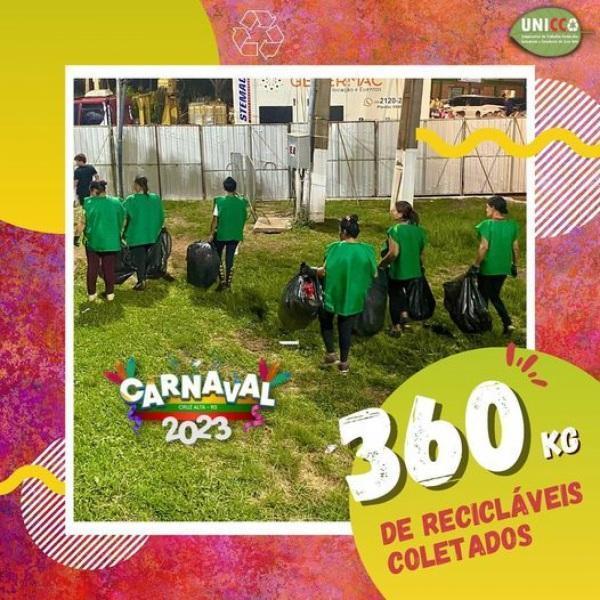 UNICCA recolhe mais de 360 kg de resíduos recicláveis no sábado de desfiles
