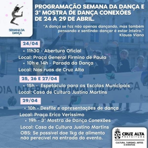 Semana da Dança inicia nesta segunda com apresentações pelas ruas de Cruz Alta