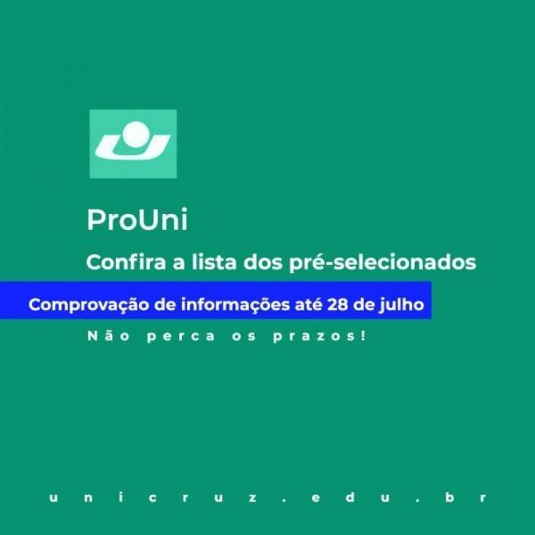 Unicruz divulga os candidatos pré-selecionados na 1ª Chamada do ProUni 2020/2