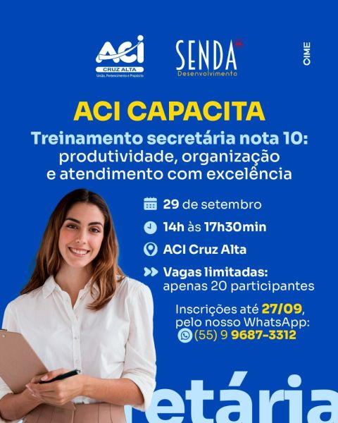 ACI promove treinamento dinâmico para Secretárias no dia 29 de Setembro