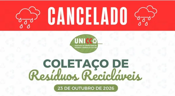 Coletaço de recicláveis da UNICCA é cancelado devido à previsão de chuva