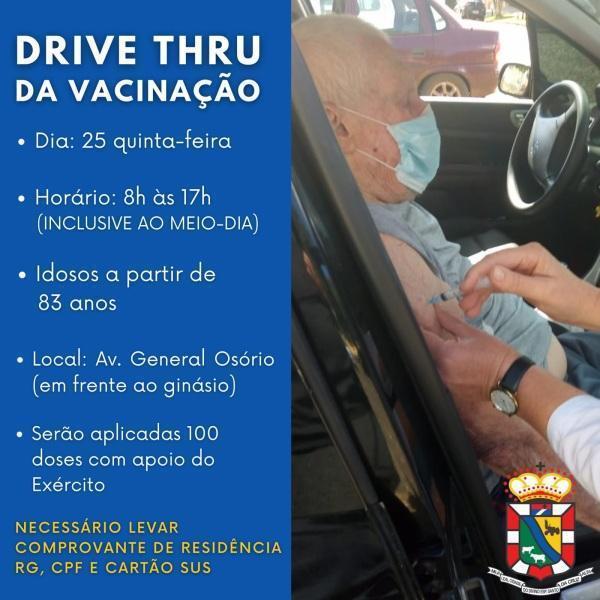 Drive Thru de Vacinação contra a Covid será realizado nesta quinta-feira