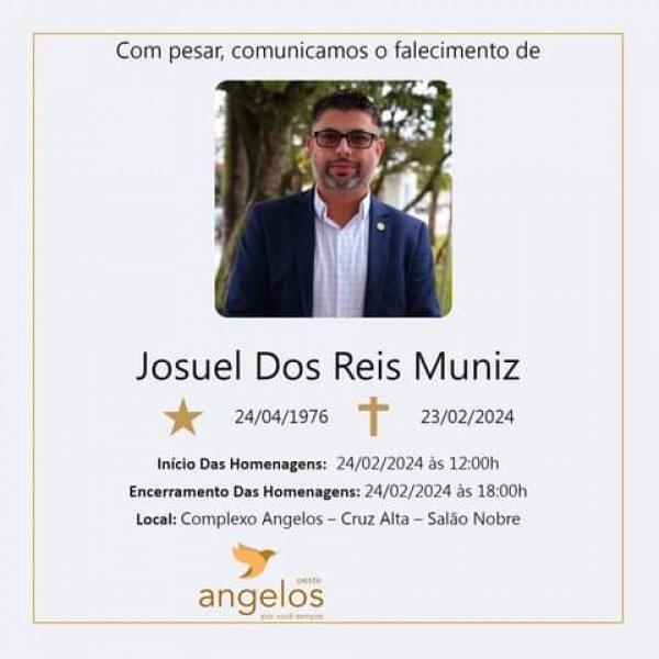 Velório do Delegado Josuel Muniz será neste sábado no Complexo Angelos Oeste