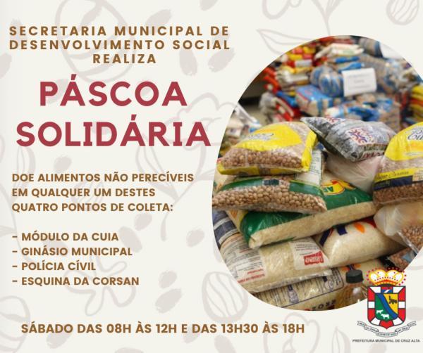 SMDS realizará arrecadação de alimentos para Páscoa Solidária neste sábado