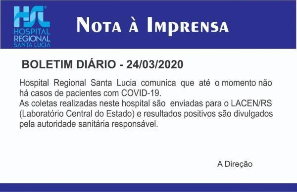 Confira o Comunicado divulgado a imprensa pelo HSL nesta terça-feira (24)