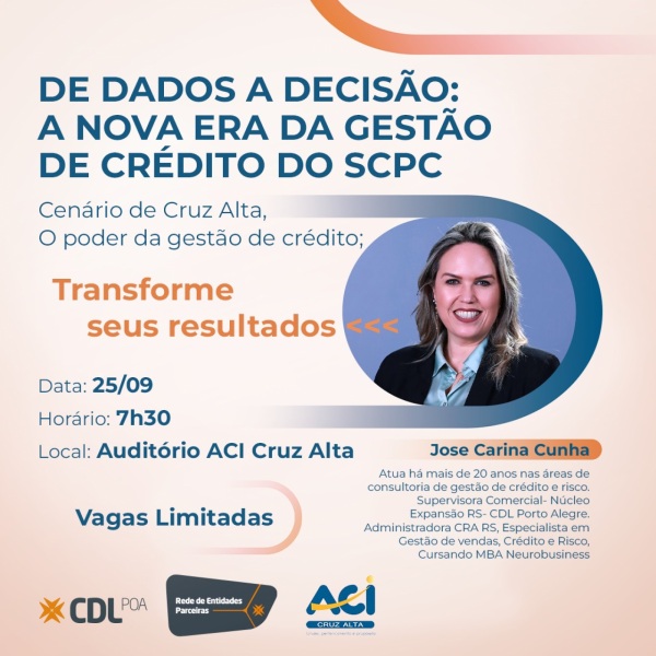 Workshop sobre gestão de crédito será realizado na ACI em Cruz Alta