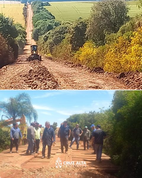 Secretaria de Obras recupera ponte e realiza melhorias em estrada no interior