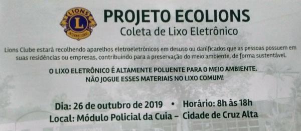 Lions Clube realiza neste sábado Coleta de Lixo Eletrônico em Cruz Alta