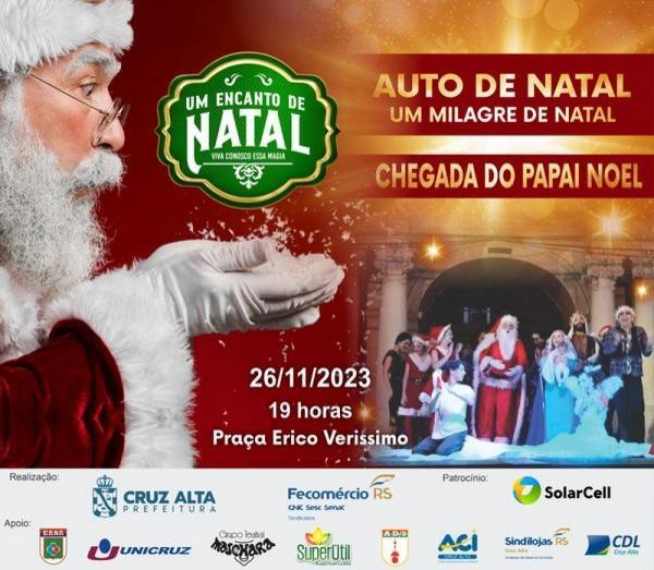 Chegada do Papai Noel ocorre neste domingo na Praça Erico Verissimo