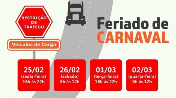 Caminhões têm restrição de tráfego no feriado de Carnaval