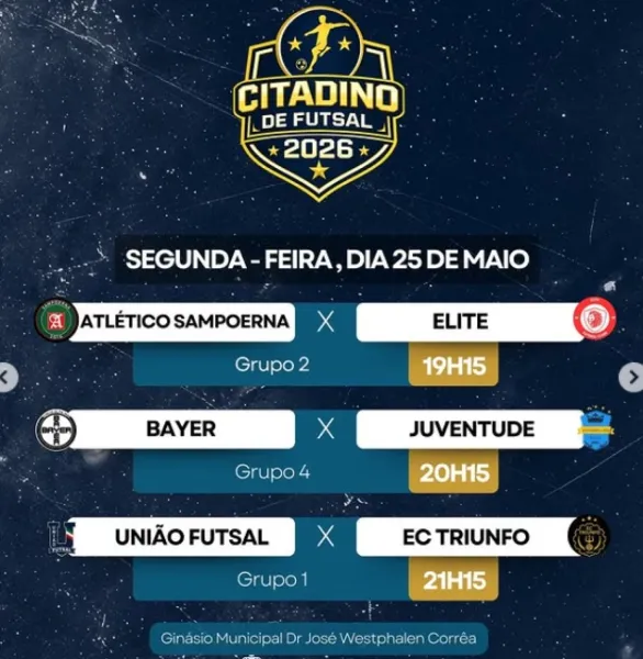 Citadino de Futsal Adulto movimenta a noite de segunda-feira no ginásio 