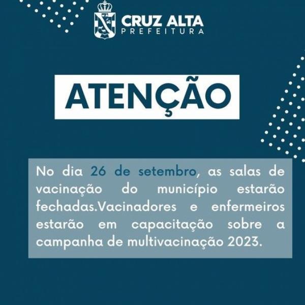 Salas de vacinação de Cruz Alta estarão fechadas na terça-feira