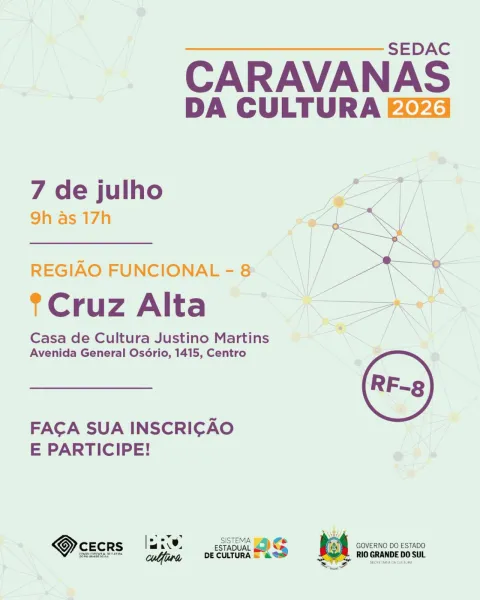 Cruz Alta recebe etapa das Caravanas da Cultura 2026