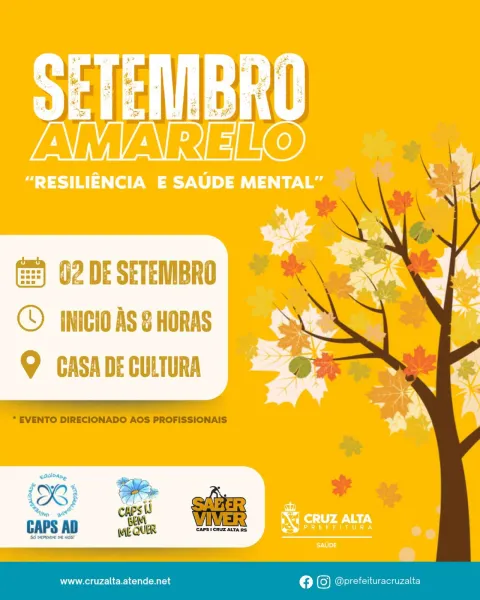 Setembro Amarelo terá encontro sobre resiliência e saúde mental dia 02