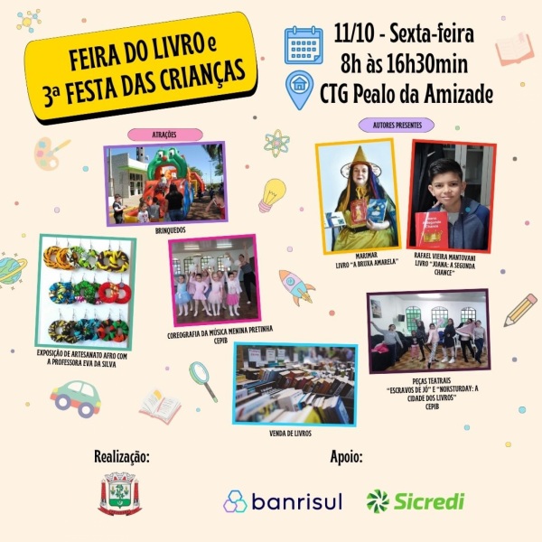 PEJUÇARA> Feira do Livro e 3ª Festa das crianças será no dia 11 de Outubro
