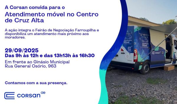  Corsan realiza hoje o Feirão de negociação de dívidas em Cruz Alta