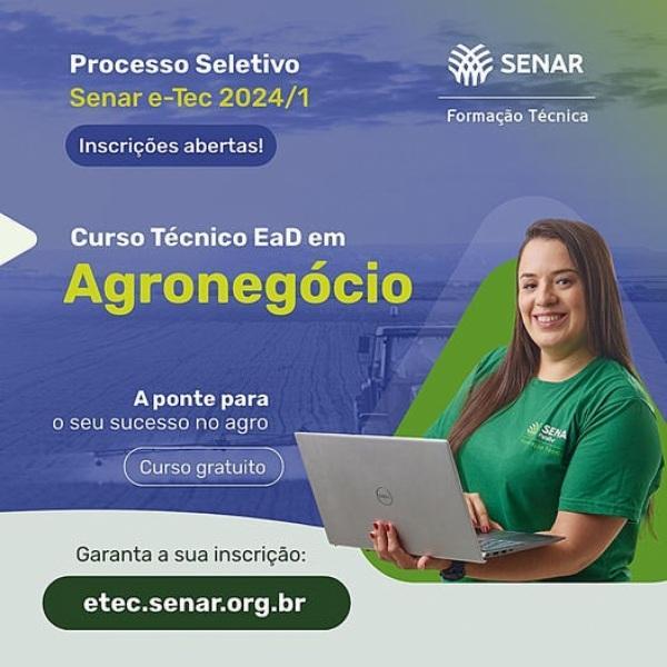 Senar Cruz Alta abre 50 vagas no Curso Técnico em Agronegócio