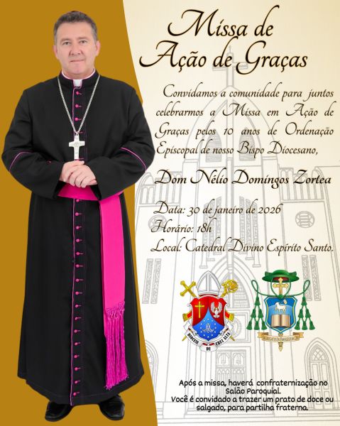 Cruz Alta terá missa em ação de graças pelos 10 anos de episcopado