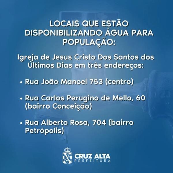 CRUZ ALTA SEM ÁGUA: instituições, empresas e igrejas  disponibilizam água