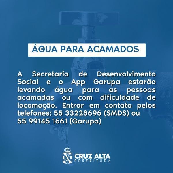 Parceria entre secretaria e Garupa entrega água para acamados