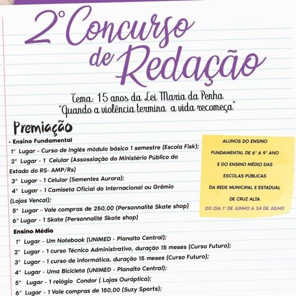 Concurso de redação comemora os 15 anos da Lei Maria da Penha