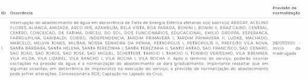 Cruz Alta sofre desabastecimento de água na noite da segunda