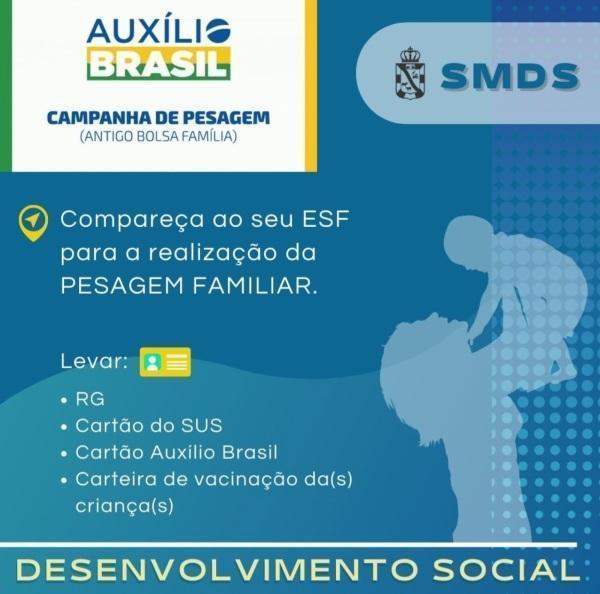 Beneficiários do programa Auxílio Brasil  devem realizar a pesagem obrigatória