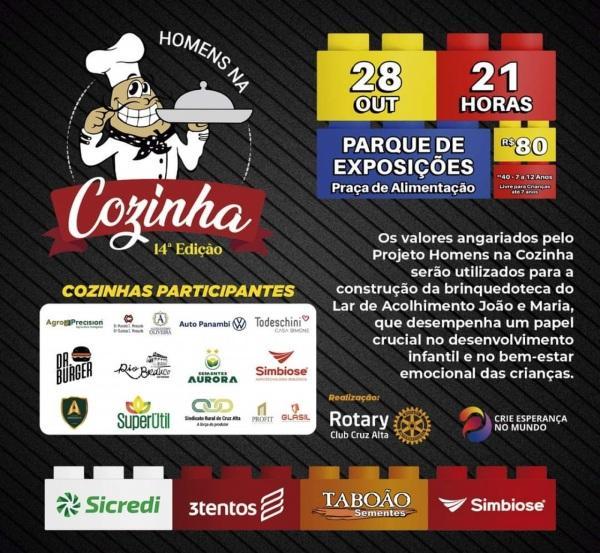 14ª Edição do Homens na Cozinha é hoje no Parque de Exposições de Cruz Alta
