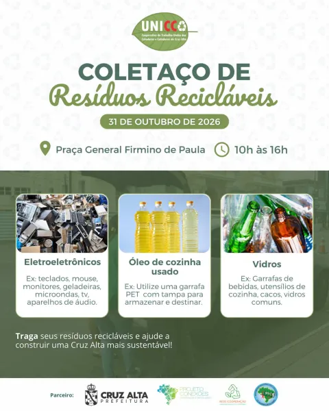 Cruz Alta terá Coletaço de Resíduos Recicláveis neste sábado