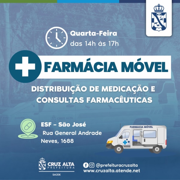 Farmácia Móvel estará na tarde de hoje no ESF São José