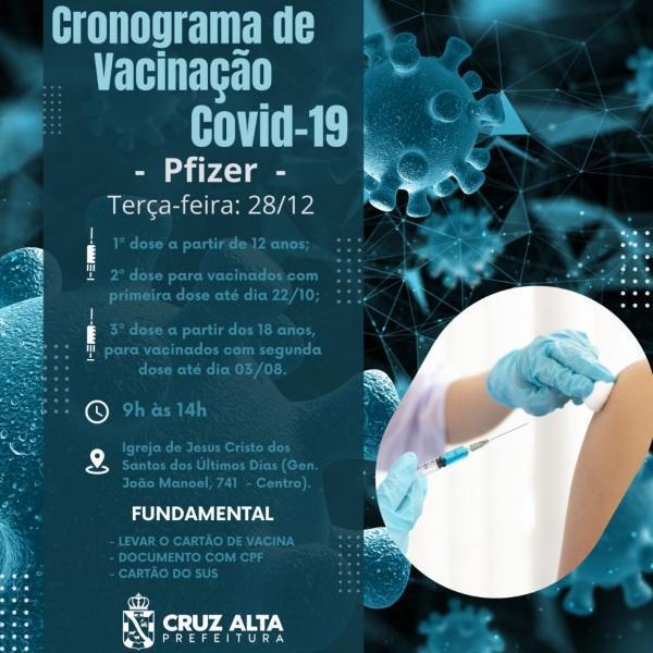 Continua nesta terça-feira o cronograma de vacinação contra a Covid-19