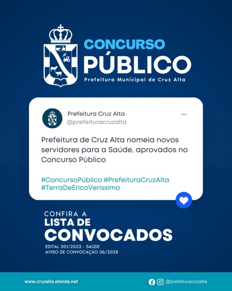 CONCURSO> Prefeitura de Cruz Alta nomeia novos servidores para a Saúde 