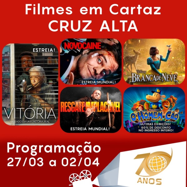 CINEMA: Confira os filmes em Cartaz neste sábado em Cruz Alta