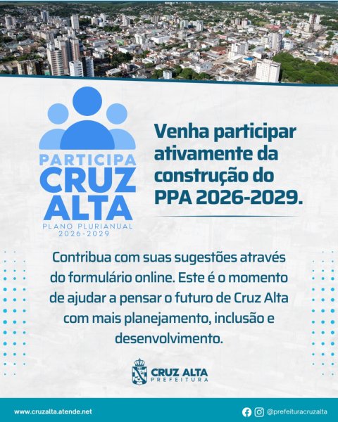 Cruz Alta abre consulta pública para definir prioridades até 2029