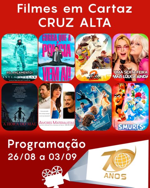 CINEMA: Confira os filmes em Cartaz neste sábado em Cruz Alta