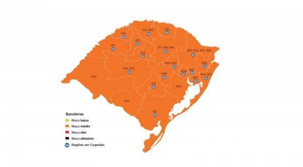 Mapa da 21ª semana do Distanciamento Controlado é mantido todo em laranja
