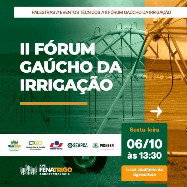 Fenatrigo será palco da segunda edição do Fórum Gaúcho da Irrigação