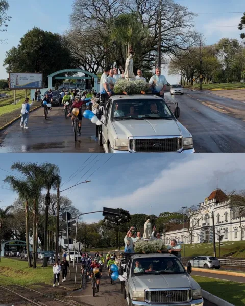 Imagem de Nossa Senhora de Fátima é conduzida à Catedral de Cruz Alta